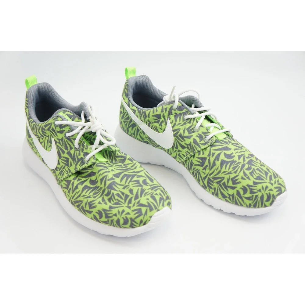 Nike Roshe One GS 6Y Green Grey Palm Print Running Shoes Excellent